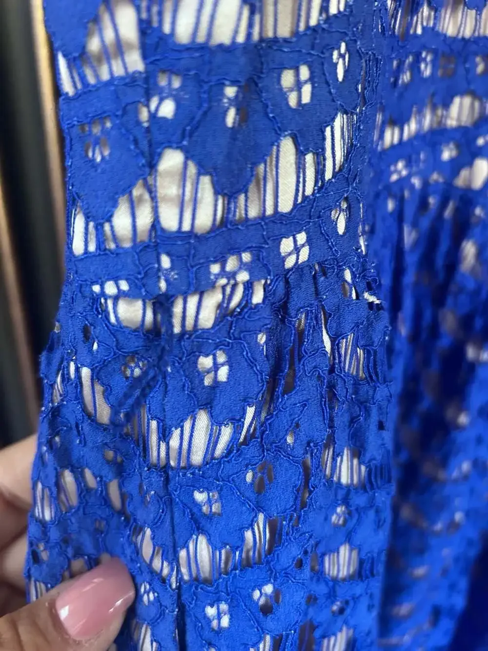 Anthropologie Eliza J Royal Blue Lace Sleeveless Cutout Back Dress Size 12